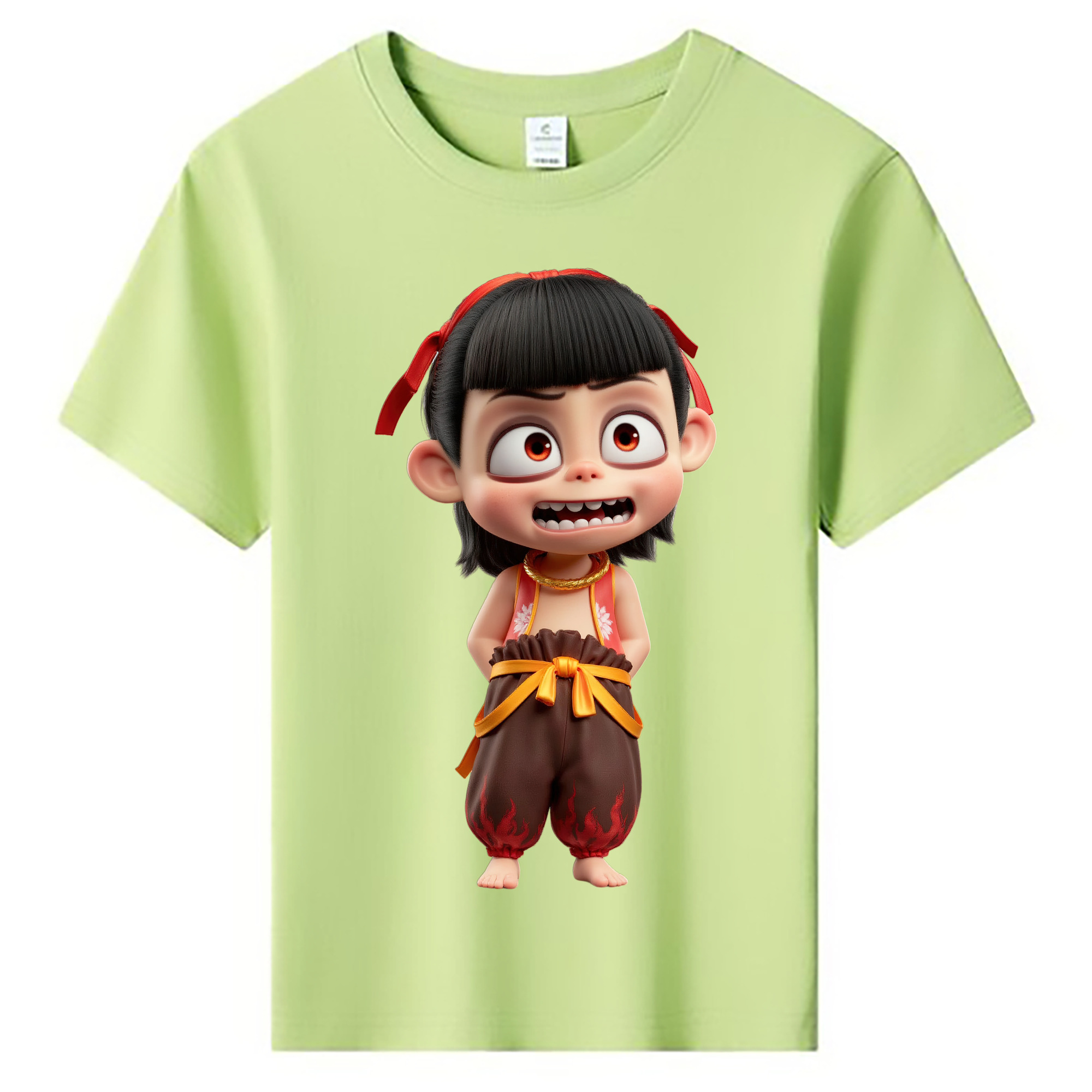 （画像用） Ne Zha 2 ナタ 魔童の大暴れ 綿100％キッズTシャツ（フロントプリント）